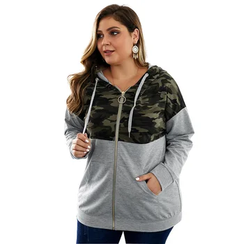 

2019 Autumn Winter Casual Women Hoodies Sweatshirt Coat Zip Up Leopard Print Outerwear Hooded Jacket Plus Size Outwear Tops