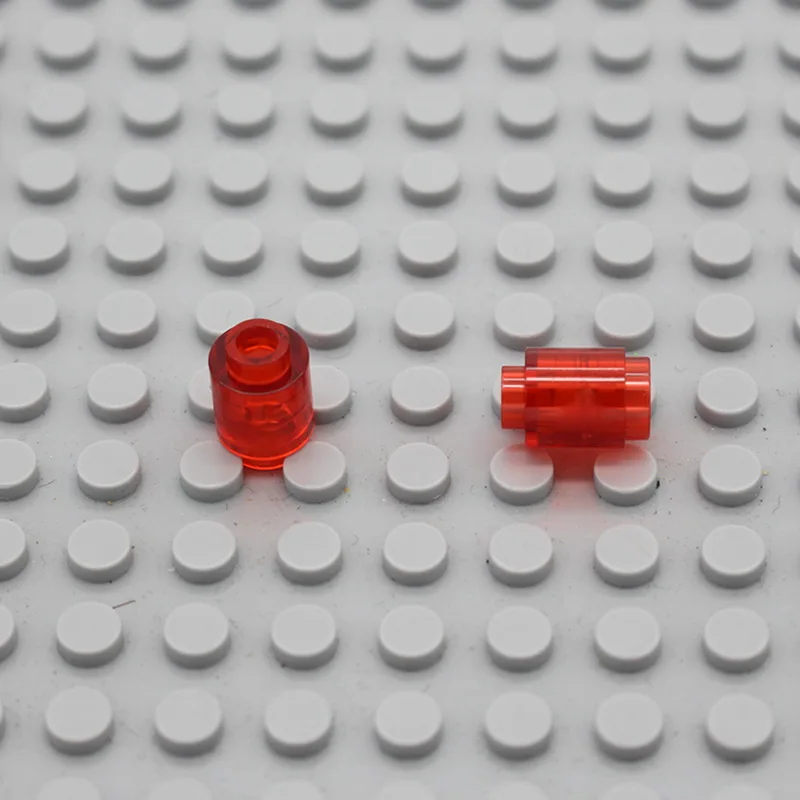 Moc кирпич круглый 1x1 открытый шпилька 3062b цилиндрическая лампа из бисера DIY просветить строительные блоки совместимы со сборками частиц - Цвет: Transparent red