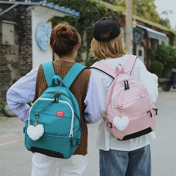 

New Winter Ins College Girls Pink Plush Love Wind Leisure Waterproof Backpack Girlfriends Students Bag Bolsa Mochila