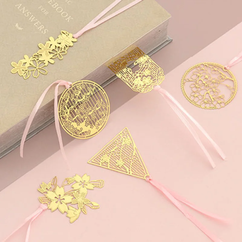 Пустотелая вишневая Сакура металлическая Закладка для книг Kawaii китайский стиль Книга Марка канцелярские принадлежности подарок офисные школьные принадлежности