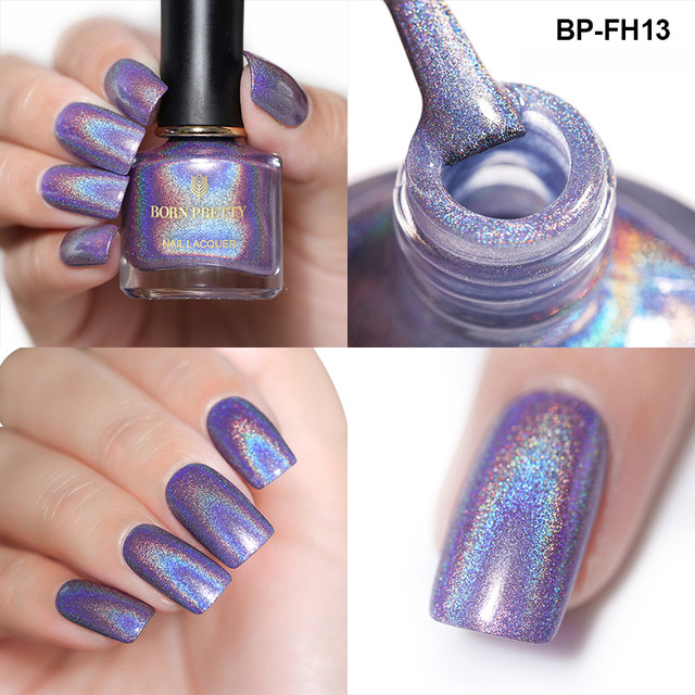 PRETTY Holographic Nail Polish Rainbow Polish 6ml Laser Varnish Shining Glitter Nails 3-in-1 Water Based Nagel Kunst Lak