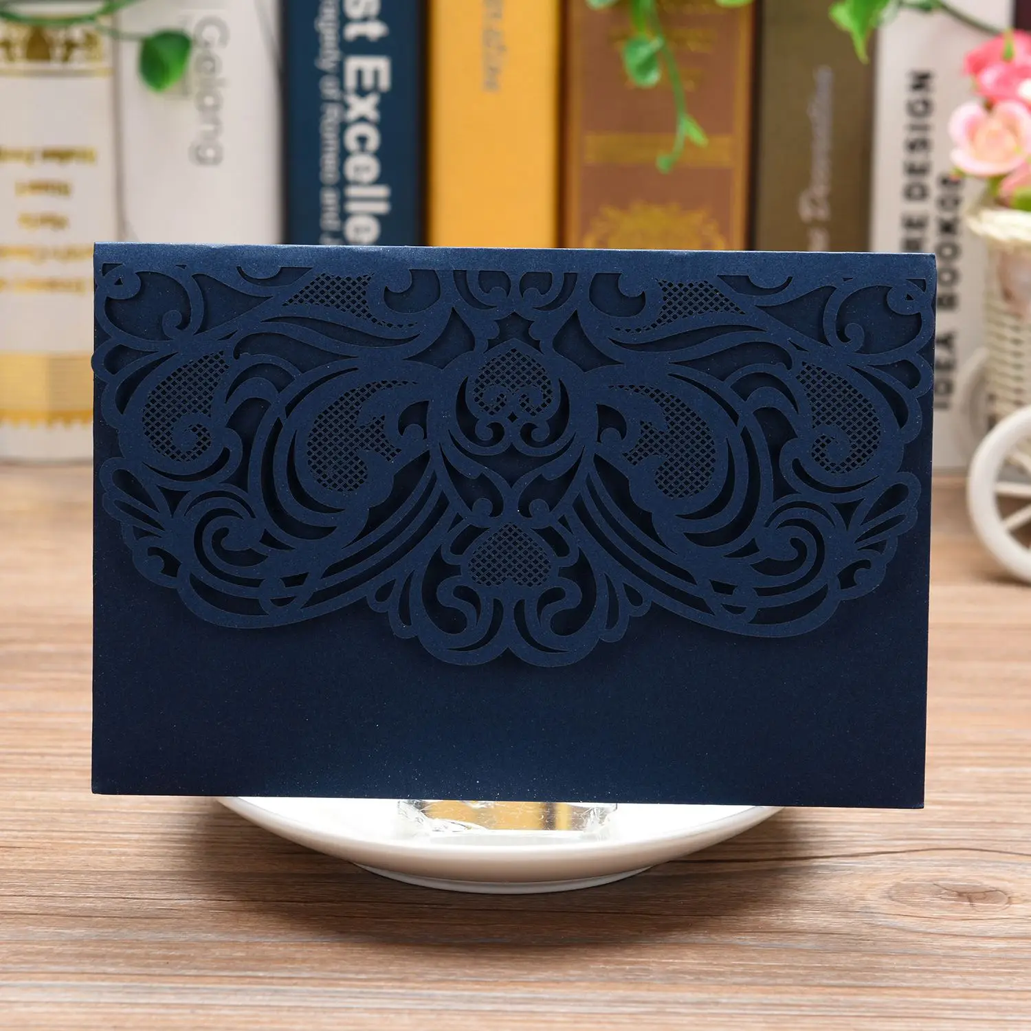  10Pcs Wedding Invitation Cards -Cut Gold Foil And Floral Design Invitation Pockets for Bridal Showe - 4.00024E+12
