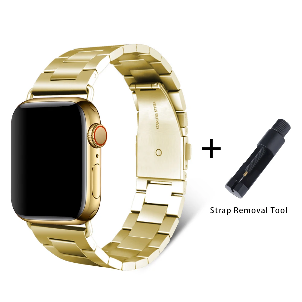 Ремешок из нержавеющей стали для Apple Watch 42 мм серия 5 4 3 2 1 сменная классическая версия для iWatch ремешок 38 мм металлический ремень - Цвет ремешка: golden