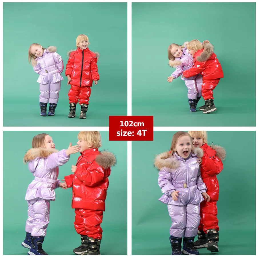 Orangemom winter Jumpsuit real fur outerwear , winter romper jackets girls clothes . 90% goose down russian coats girls
