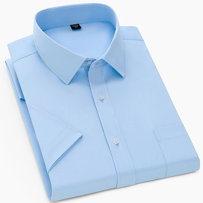 TopQualityFormalDressShirtsShortSleeveWhiteSlimFitMen