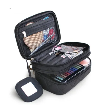 

2018 Rhombus Women's Mini Luggage Cosmetic Bag Creative-Black And White with Pattern Nylon Waterproof Wash Bag