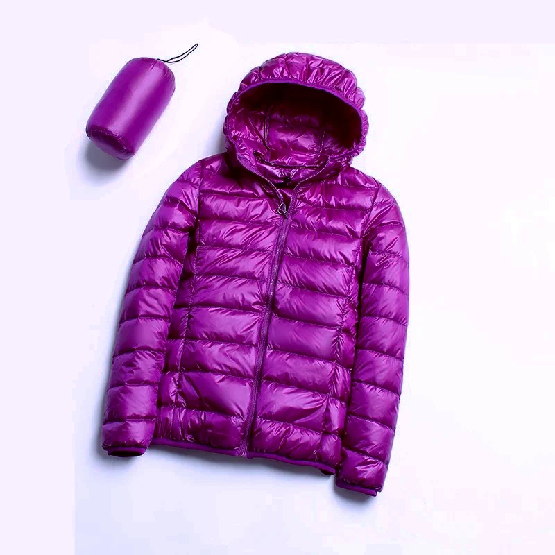 Adark purple Heydress winter Down jacket women 90% duck down coat Ultra Light warm Female Portable plus size down jacket winter - Цвет: Adark purple