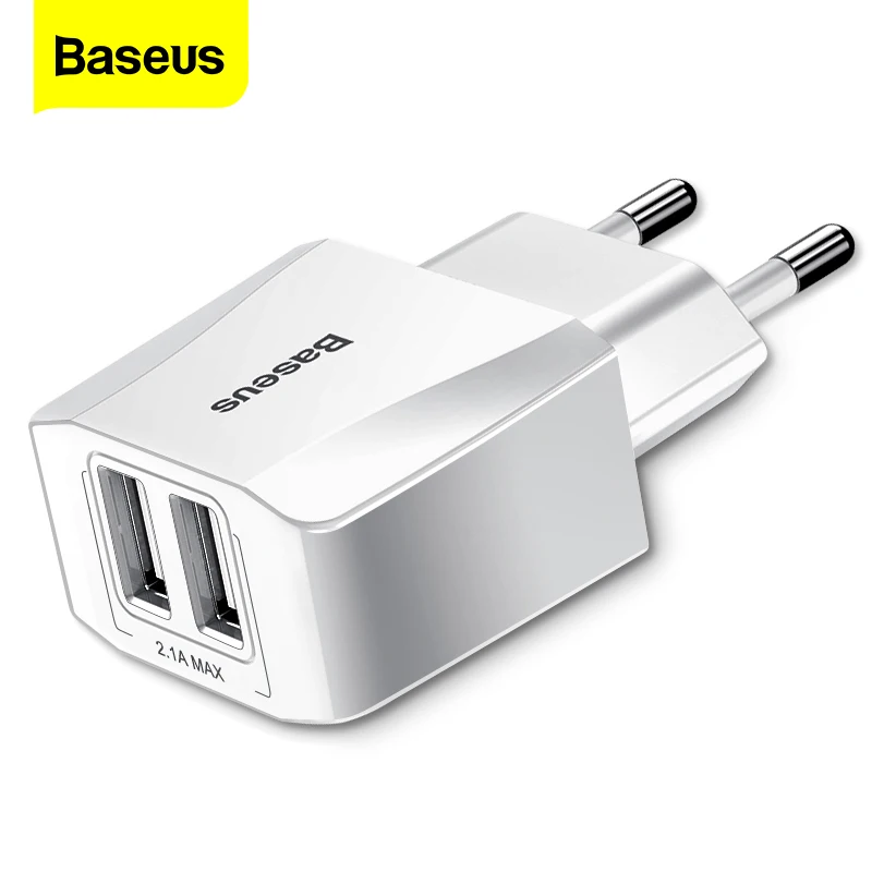 Зарядное устройство Baseus Dual USB для iPhone Xs Max X 8 Samsung S10 S9 Xiaomi Mi 9 EU адаптер Быстрая