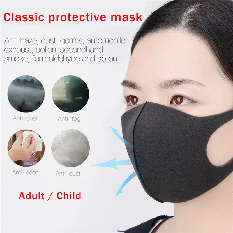 

Unisex Black Mask Soft Non-woven Winter Breathing Mask Anti-Dust flu Earloop Mouth Face Cover Outdoor Riding dropshipping