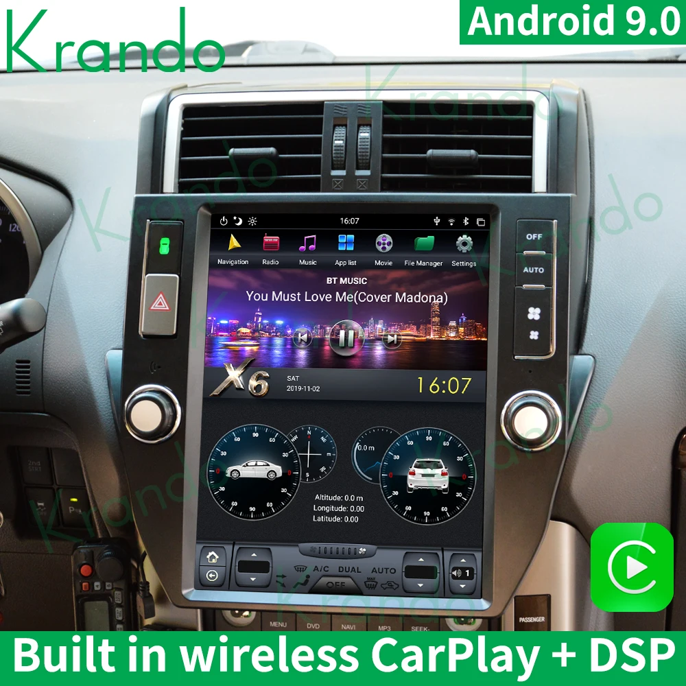 Автомобильная Мультимедийная система Krando Carplay Android 9 0 4 ГБ 64 12 1 дюйма в стиле Tesla