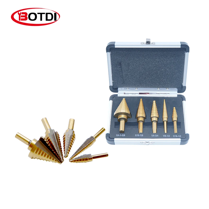 

Inch 5 pieces with titanium coating Hss cone hole cutter inch triangle handle power tool accessories