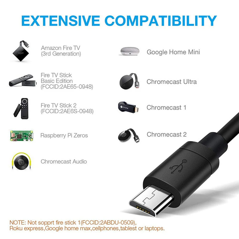 Ethernet Network Card Adapter Micro USB Power to RJ45 10/100Mbps for Fire TV Stick Chromecast Google Converter Accessories