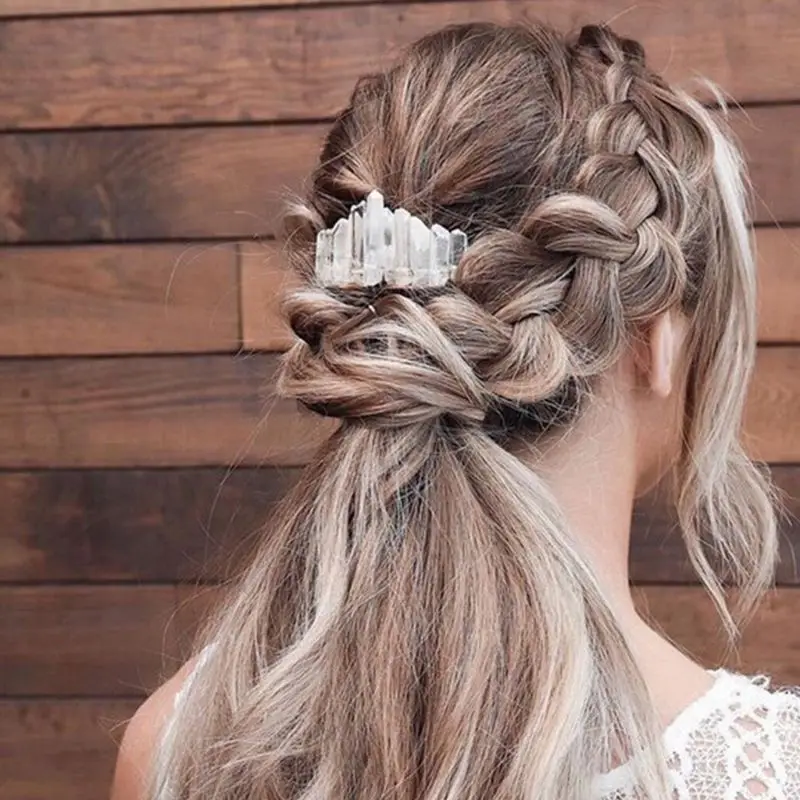 Голографическая цветная расческа для волос ручной работы с кристаллами, для невесты, свадьбы, фестиваля, вечерние головные уборы, конский хвост, декоративная заколка для волос