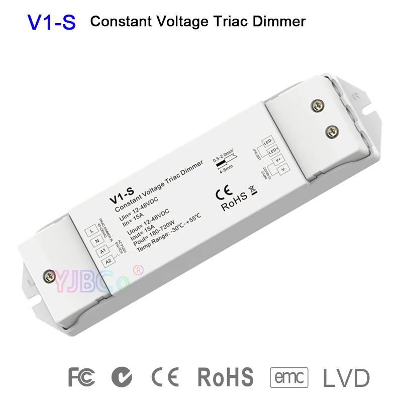 

V1-S single color CV led triac dimmer 1CH*15A 12V-48V DC Logarithmic dimming curve dimmer for single color led strip light