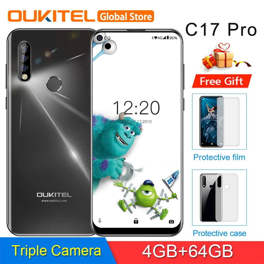 OUKITEL C17 Pro 6,35 ''4 ГБ ОЗУ 64 Гб ПЗУ MT6763 4G смартфон с отпечатком пальца для распознавания лица Android 9,0 3900 мАч мобильный телефон