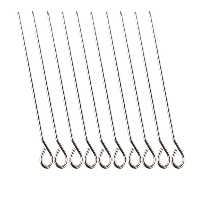 12 PCS Kabob Skewers Flat Metal BBQ Barbecue Skewer 14" Long Stainless Steel Shish Kebob Sticks Wide Reusable Grilling Skewers