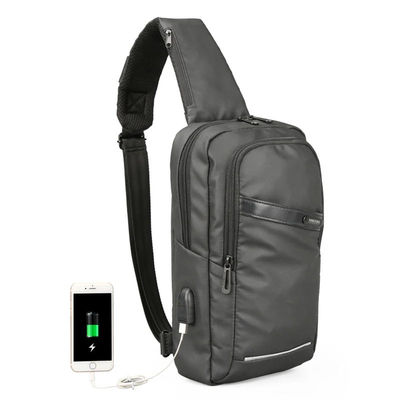 

Men's USB Charging Chest Pack Polyester Waterproof Multi-function Leisure Travel Student Anti-theft Shoulder Messenger Bag