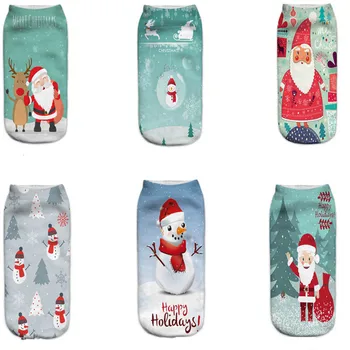 

2019 New 3D Printing Women Christmas Socks Lovely Funny Low Ankle Femme Sock 1 Pair