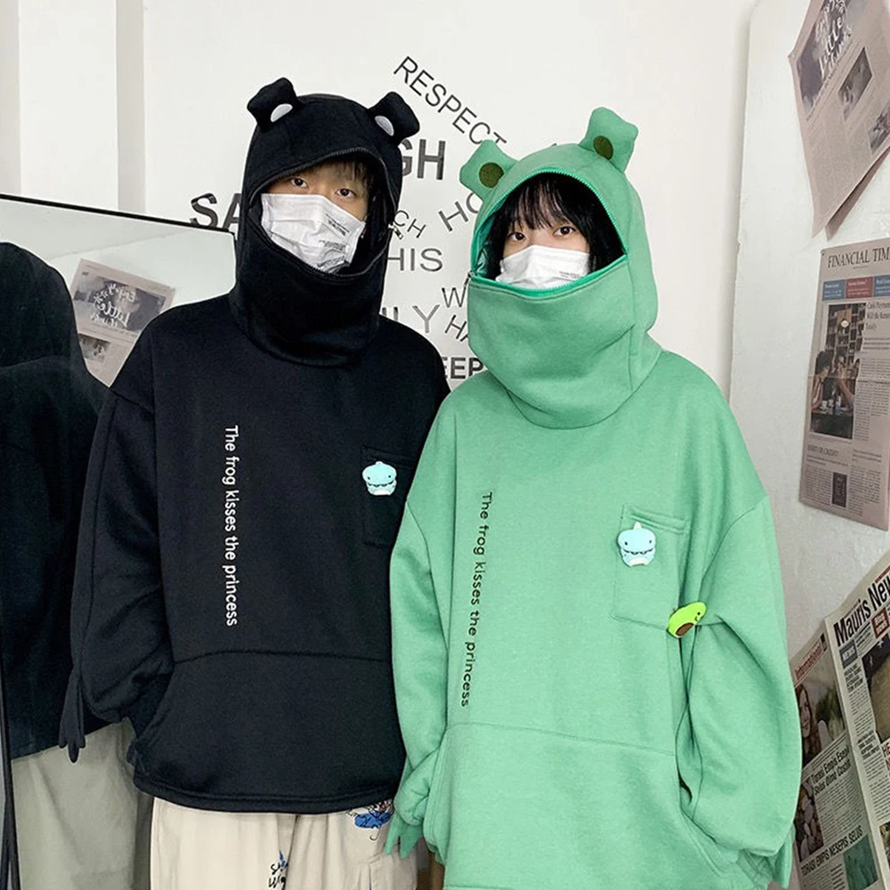 2020 Autumn Green Fleece Frog Hoodie 