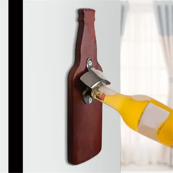

Fridge Wall Mounted Bottle Opener Magnetic Wooden Beer Cap Openers Tool Kitchen Tools Gadgets Barware Home Party Bar Accessories