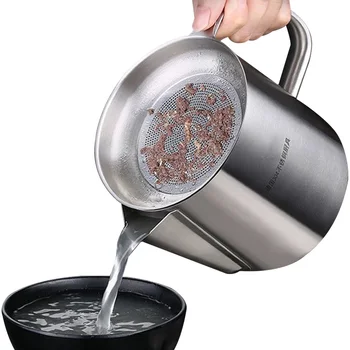 

Oil Container Cooking With Strainer Stainless Steel Bar Hotel Kitchen Tool Multipurpose Grease Dispenser Pot Storage Dining Room