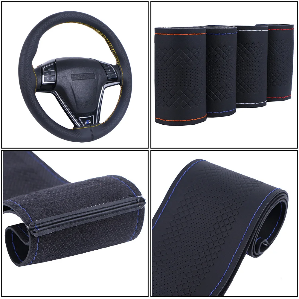 Auto Lenkrad Abdeckung Universal Künstliche Leder Braid Für Lenkrad Stich  Auf Wrap Auto Lenkung abdeckung 15 zoll/38cm - AliExpress