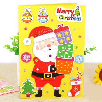 

5 Pcs Handmade DIY Christmas Card Children 3D Greeting Card Craft Educational Toy Kindergarten Baby Santa Claus Snowman Toy Gift