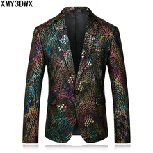 Осенние мужские костюмы на одной пуговице, английский стиль, блейзеры, деловое пальто, модный Банкетный цветочный принт, золотой бархатный пиджак
