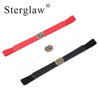 

65*2.5cm Fashion women belt elastic waistband black Round buckle cummerbunds red thin cummerbund woman party decorate J235