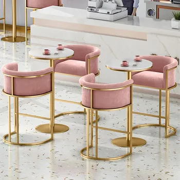 

Nordic Simple Fabric Bar Chairs Negotiation Office Rest Area Bar Chairs Modern Wrought Iron Makeup Chair Bar Stool Furniture