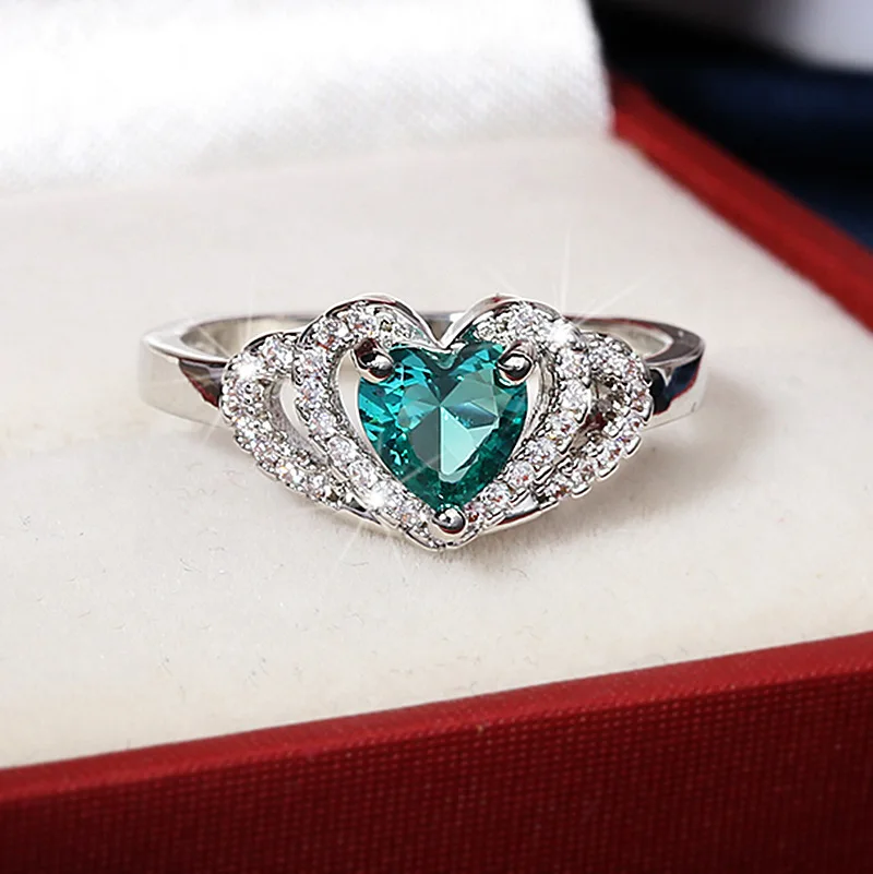 Silver Ring Ladies Zircon Hand Holding Love Ring 925 Silver Engagement Jewelry