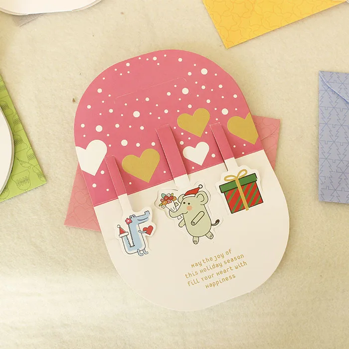  Christmas Greeting Card 3D Invitation Cards Popup Small Postcard Envelope Cards For Christmas Festi - 4000266655590