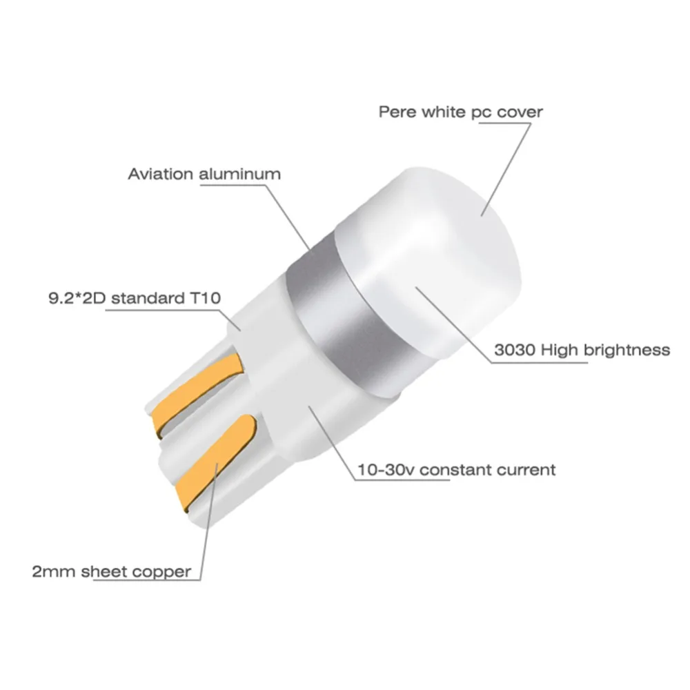 10 шт. автомобиль T10 светодиодный Canbus 3030 SMD T10 W5W светодиодный лампы 6000K чистый белый авто автомобиль купол двери лампа для чтения настольная лампа 12V автомобильный Стайлинг