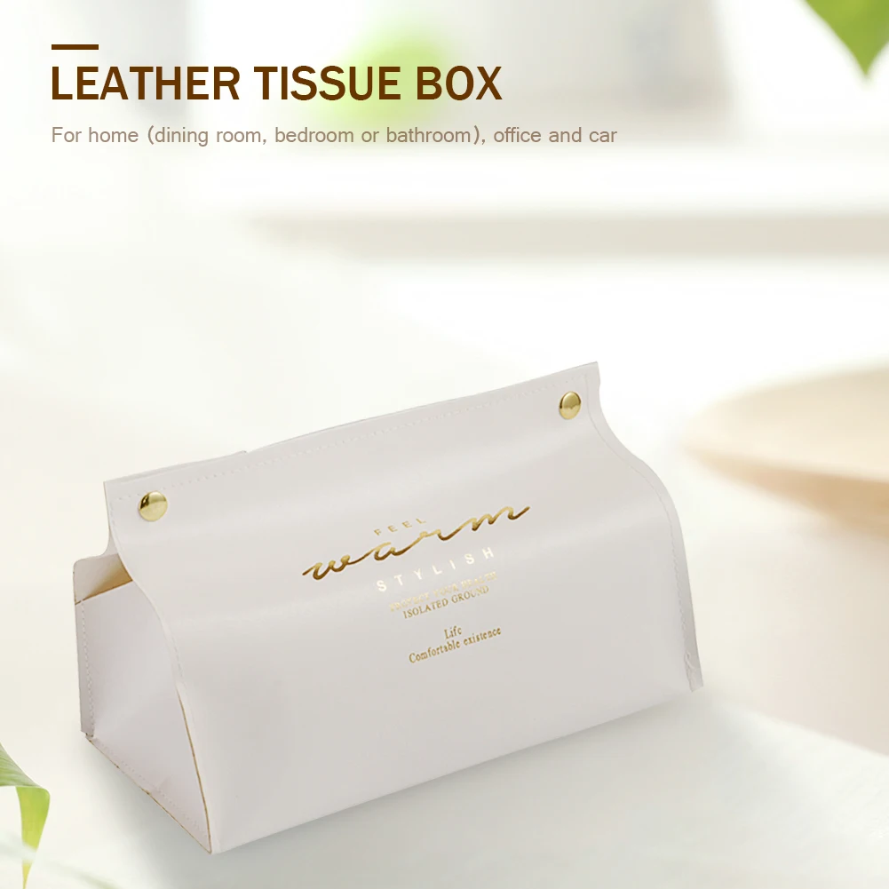 Desktop Napkin Pumping Paper Tissue Box Leather Storage Container Home Decor 
