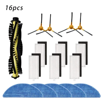 

16pcs Robot Side Brush Filter Mop Cloth Kit For IKOHS NETBOT S15 SmartGo Vacuum Cleaner Main Brush Drag
