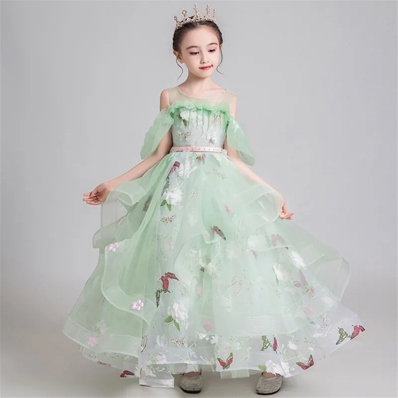 

2019Elegant High-Grade Children Girls Birthday Evening Party Princess Prom Long Dress Model Show Catwalk Host Ball Gown Dress