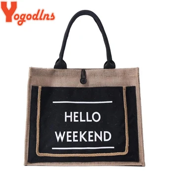 

Yogodlns Women Canvas Tassel Handbags High Capacity Shoulder Bags Letter Pattern Linen Casual Totes Big Size Shopping Travel Bag