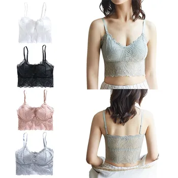 

3PC/2PC/1PC Women Fashion Wireless Bra Padded Bralette Deep V Lace Bras Summer Crop Top Embroidery Floral Tank Top 4 Colors HOT