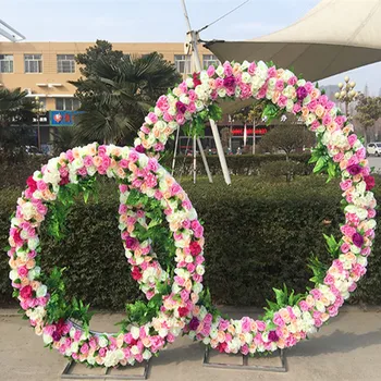 

Hot Sale Wedding Decorations Arch Door Background DIY Ornament O Shaped Ring Shelf with Flower Set for Party Supplies