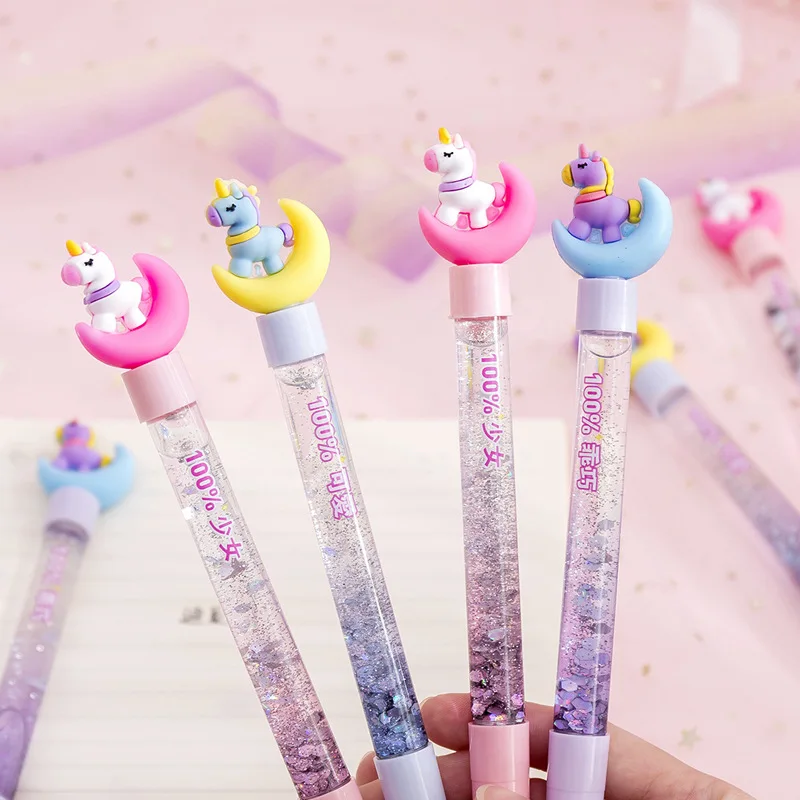 Гелевая ручка Kawaii Единорог Милая Корея креативная луна жидкий песок