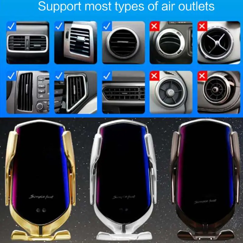 R1 Automatic Clamping 10W Car Wireless Charger For iPhone Xs Huawei LG Infrared Induction Qi Wireless Charger Car Phone Holder