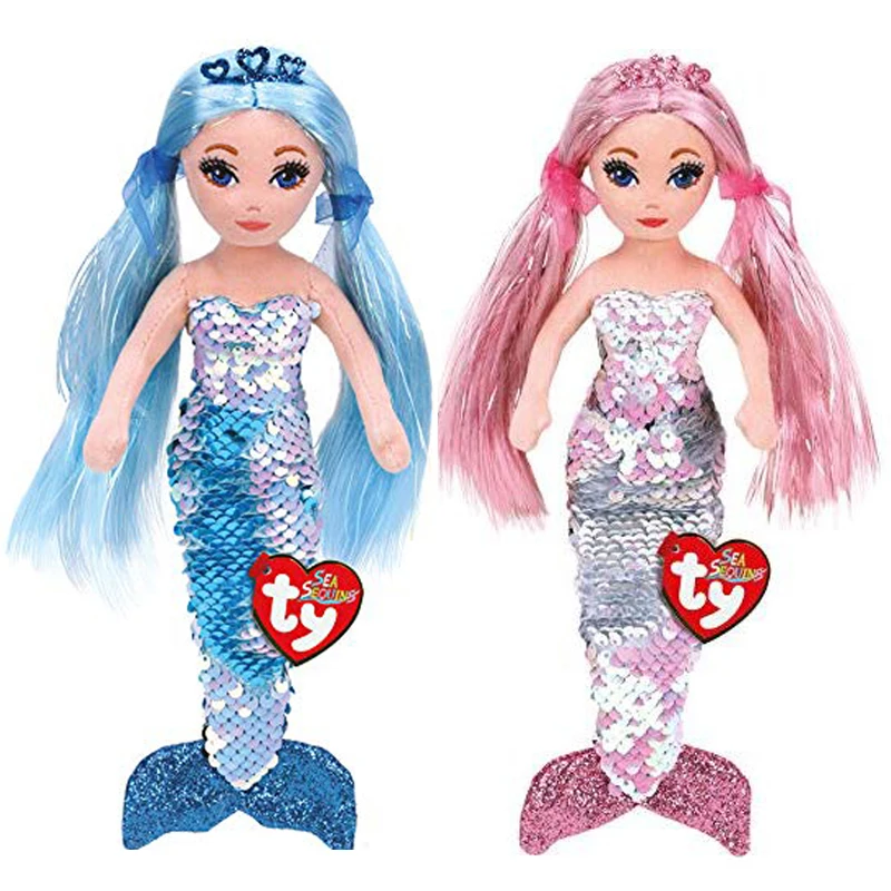 Ty Sea Sequins 19 см Индиго Синяя Русалка плюшевая Обычная чучело Коллекция игрушек куклы