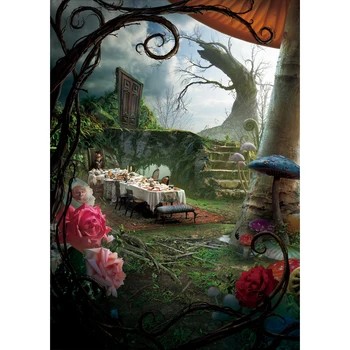 

Background for photography Alice in wonderland mushroom photo background Fairy Tale Backdrops for photo studio children party