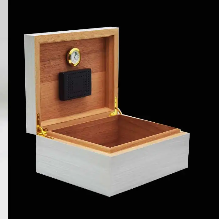 50ct Humidor металлическая отделка alumium отделка кедровая древесина сигара увлажняющая коробка с увлажнитель с гигрометром