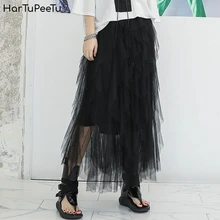 Tulle Skirt Long Girls Tutu Skirts Women Layered Mesh Midi Summer 2020 Pleated A-line Patchwork Elastic High Waist Black Gray Tulle Skirt Long Girls Tutu Skirts Women Layered Mesh Midi Summer 2020 Pleated A-line Patchwork Elastic High Waist Black Gray
