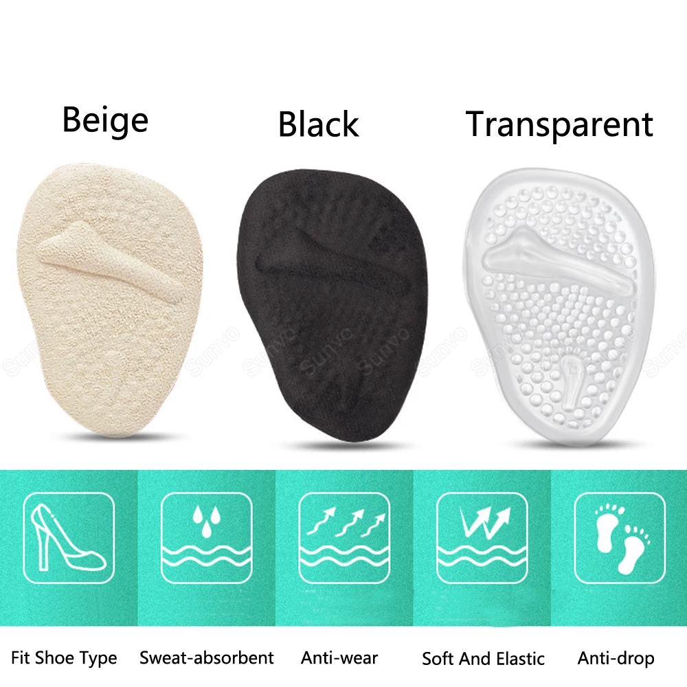 Shoe Insoles Forefoot Pad Pain Relief Half Size Shoe Pad for High Heels Women Slippers Sandals Anti-Slip Silicone Gel