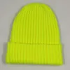 Beanie de calavera para hombre y mujer, gorros cálidos de punto liso, Color brillante, Amarillo Neón, neón, naranja, verde, Borgoña ► Foto 1/6