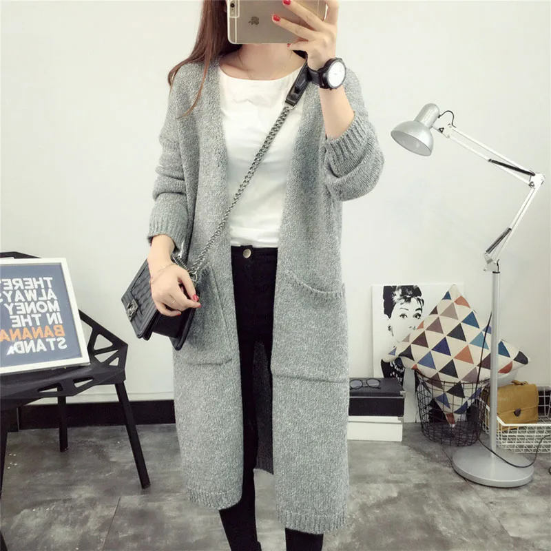 

New mid-length back openwork sweater coat loose sweater