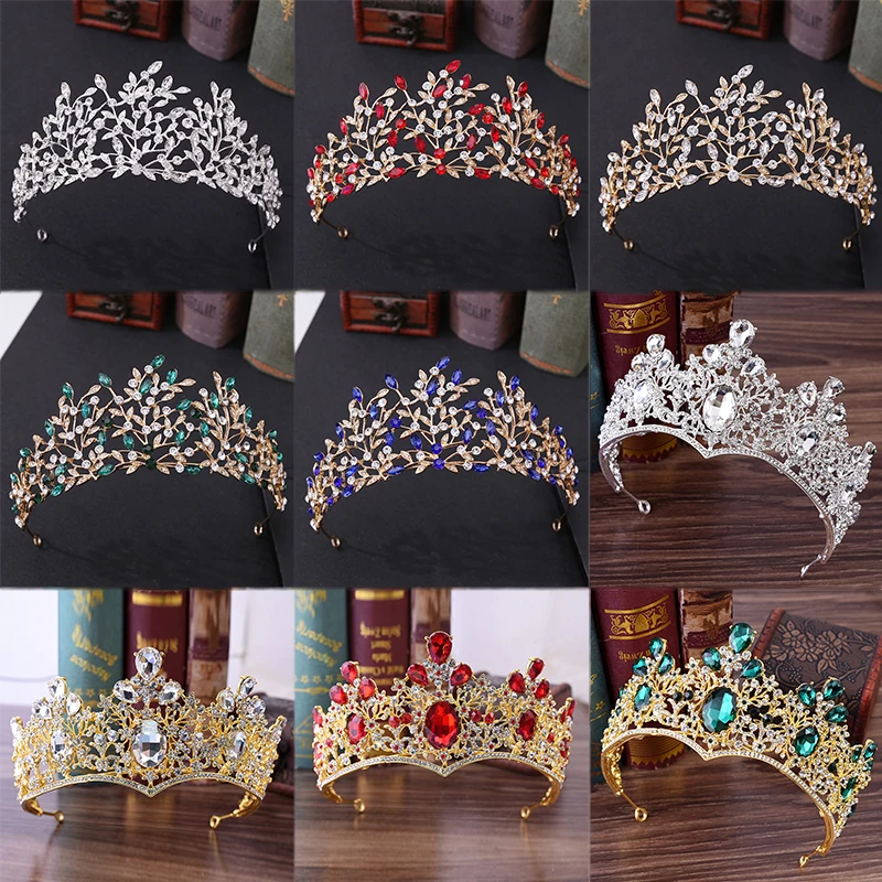 Tiaras y coronas de novia, joyería para el cabello de aleación para