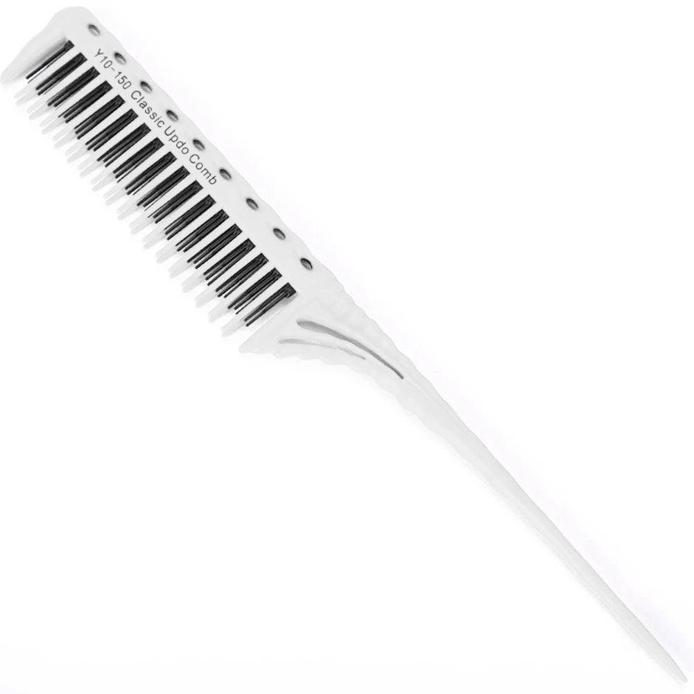 Hairdressing Rat Tail Travel Hair Comb Backcombing Teasing Anti Static Detangling Brush Heat Resistance Styling 3-Row Teeth Tool - Цвет: Белый